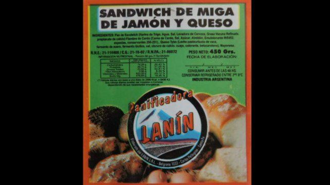 Esta es la etiqueta del sándwich que prohibió la Assal en todo el país.
